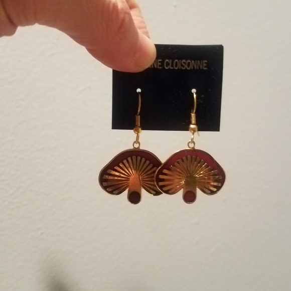 Brad new genuine cloisonné earrings Mushroom Motif - Picture 3 of 4